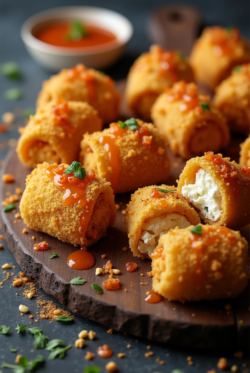 Crunchy Fried Feta Rolls