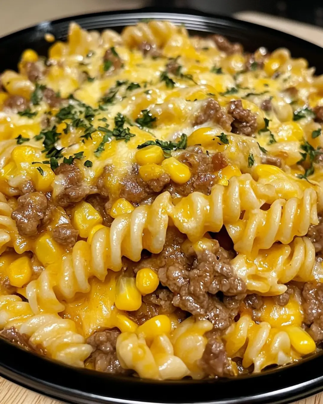 Loaded Cheddar Ranch Beef and Sweet Corn Rotini Bake (1)